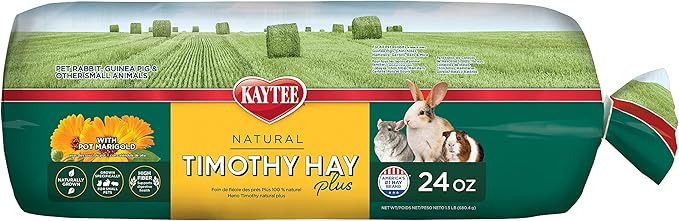 Kaytee All Natural Timothy Hay Plus Marigolds for Guinea Pigs, Rabbits & Other Small Animals, 24 Ounce