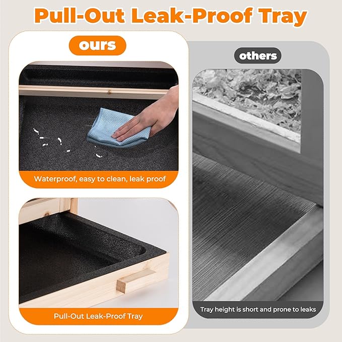 Wooden Hamster Cage, Animal Cabinet for Dwarf Syrian Hamsters Transparent Hamster Cage, Small Animal Cage, Suitable Guinea Pig,Rodents, Hamster Habitats Enclosure, Habitats with Ladder