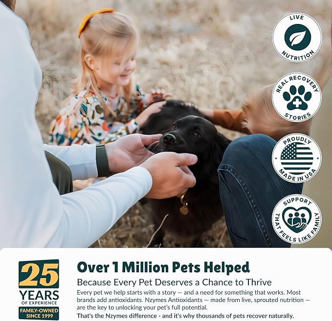 Nzymes® Sprouted Granules 2LBS (3 Pack) for Dogs, Cats, Horses, and Companion Pets. Raw Super-Food Protein and Antioxidant Nutrition. - 220 Servings - Made in The USA