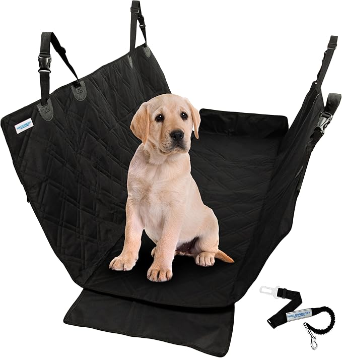 Bulldogology Dog Car Seat Cover for Back Seat 58"x56" Waterproof Pet Seat Cover SUV - Seat Cover for Dogs - Back Seat Protector - Dog Hammock for Car, Seat Cover for Truck (Large)