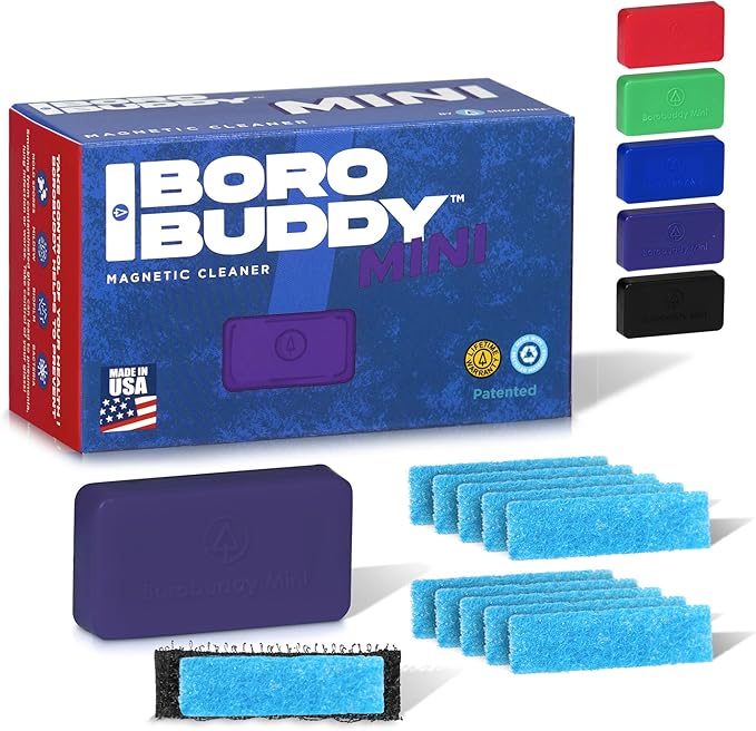 SNOWTREE Magnetic Glass Cleaner BoroBuddy | Glass Pieces, Bottles, Vases | Compact Design for Tighter Spaces & Smaller Glass Pieces | Double Sided | Purple