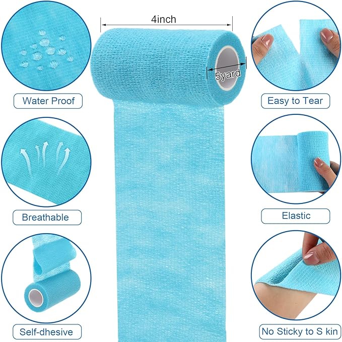 Treela 36 Pcs Self Adherent Bandage 4" X 5 Yard Wrap Breathable Cohesive Bandage Elastic Adhesive Tape for Stretch Athletic Sports Wrist Ankle(Light Color)