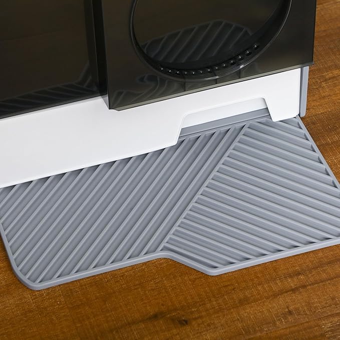 PawHut Hooded Cat Litter Box with Kitty Litter Mat, Kitty Litter Pan with Odor Control, Easy-Clean Pull-Out Drawer, Handle, Scoop, Gray