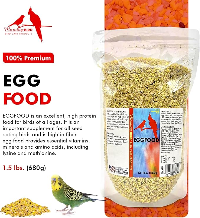 Morning Bird Eggfood 1.5 lbs – Protein Food with Essential Amino Acids, Vitamins & Minerals – Supports Growth, Digestion & Feather Health – Ideal Bird Seed for Breeding and All Bird Types