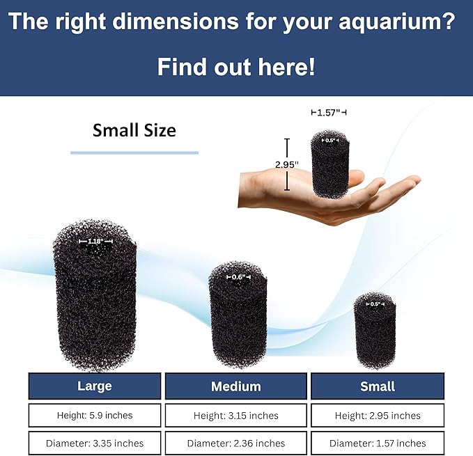 UNEAK 2-Pack Small Premium Pre Filter Sponge Aquarium Intake High-Porosity Foam Roll Fish Tank Shrimp Beta Baby Fish Replacement Foam Cover Filtration Freshwater Saltwater 5-20 Gallons Easy to Clean