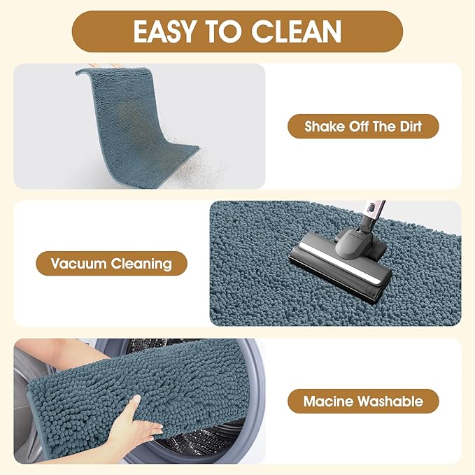 IM HOME 36" x 24" Dusty Blue Dog Door Mats for Muddy Paws, Chenille Absorbent Dog Mat, Non Slip Heavy Mud Mat for Dogs, Soft Pet Bed Mat for Entryway, Mud Paws, Inside Floor
