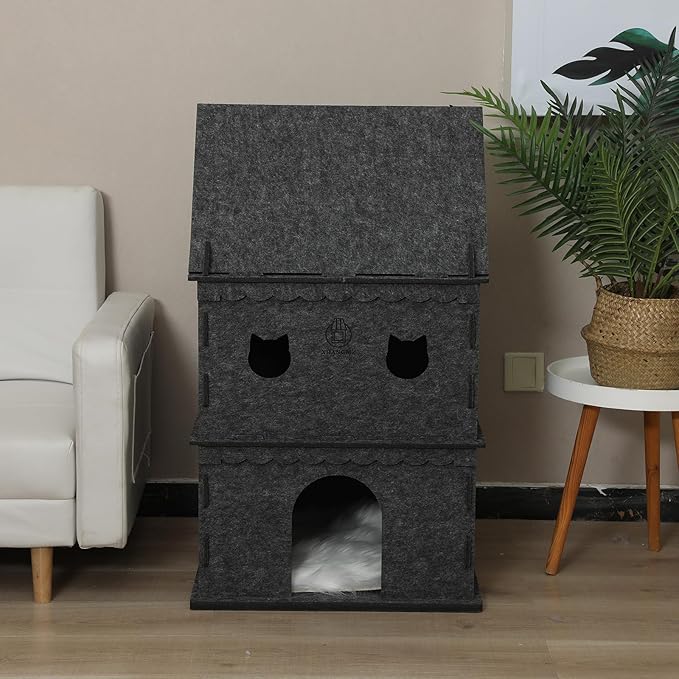 3-Tier Indoor Cat Apartment,Cozy Pet Cat Bed, Hideaway, and Sturdy Cat Castle for Multiple and Large Cats