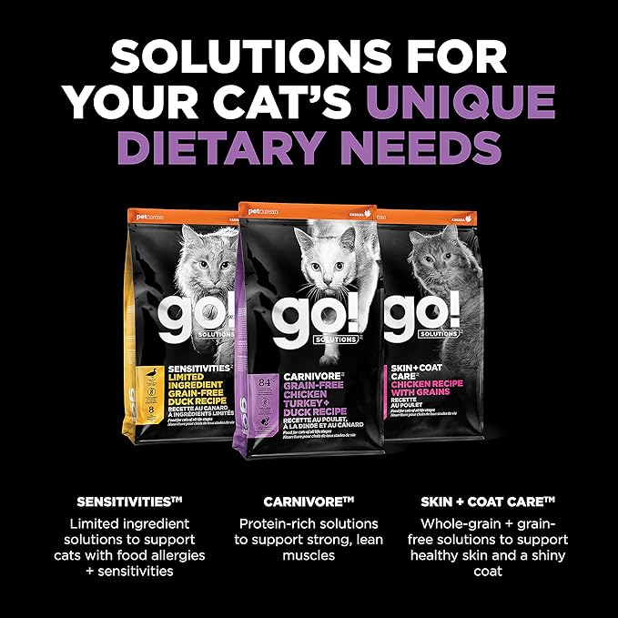 Go! Solutions Carnivore, Grain-Free, Protein Rich Dry Cat Food, Chicken, Turkey and Duck Recipe, 16 lb Bag