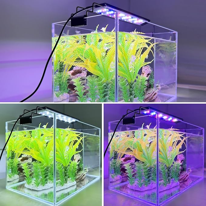 FEDOUR USB Mini Aquarium LED Light, Full Spectrum Aquarium Light with Extendable Brackets, Adjustable Aquarium Plant Light with External Controller, for Freshwater Tank (11-16in)