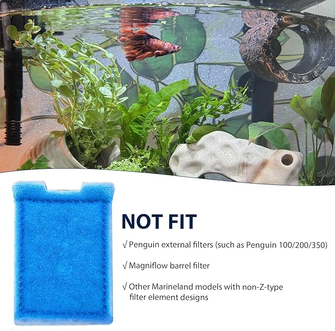 8 Pack Fish Tank Rite-Size Z Filter Cartridges Compatible with MarineLand Aquarium Eclipse Filtration Systems & Hidden Filtration System, and Fit for MarineLand Ailhouette & Portrait Filtration System