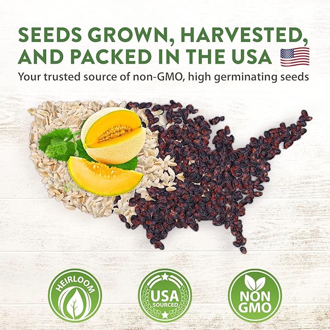 HOME GROWN π¨π¦π π£π₯ππ ππ¨π  Melon Seeds Variety Pack 5 π‘π’π‘-ππ π’ Heirloom Vegetable Seeds, Watermelon Cantaloupe Honeydew Sugar Baby & Melon, High Germination for Planting Home Garden Indoors