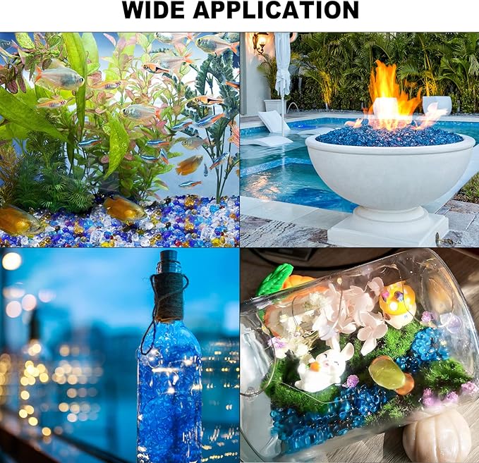 Keedolla 3 Lb Blue Mix Color Aquarium Fish Tank Rocks Gravel, 6-9mm Glass Gemstones Aquarium Decor Rocks Fish Tank Pebbles Vase Fillers