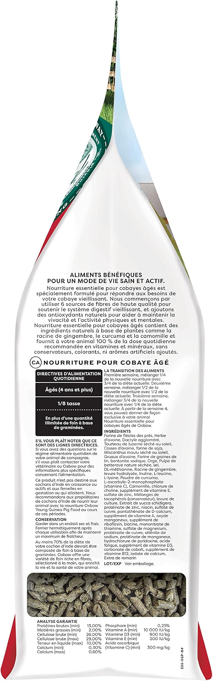 Oxbow Essentials Guinea Pig Food, Senior, Made Alfalfa for Guinea Pig, Pet Food Pellets with Vitamin C, Small Animal Pet Products, Made in USA, High Fiber, 8 lb. Bag