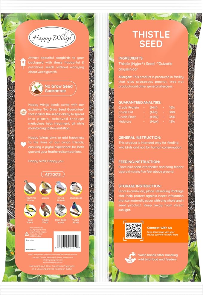 Nyjer Seed & Sunflower Seeds Wild Bird Food Combo - 5 Pound Pack I No Grow Seed I Bird Food for Wild Birds