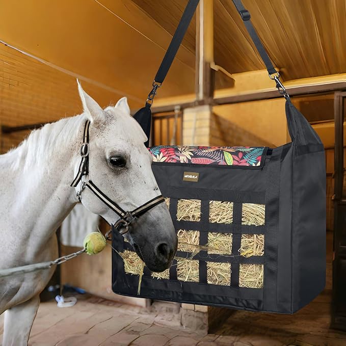 Hay Bag for Horses,Slow Feeder for Horse/Donkey/Goat, Premium 1680D Oxford Cloth,Easy to Fill and Hang with Extra Large Opening(Leaf)