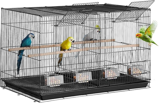 VEVOR 30-inch Flight Bird Cage, Stackable Divided Small Parakeet Cage for Parrots Canaries Cockatiels Lovebirds Finches Budgies Conures Macaws Pet Travel Birdcage with Handle and Perches