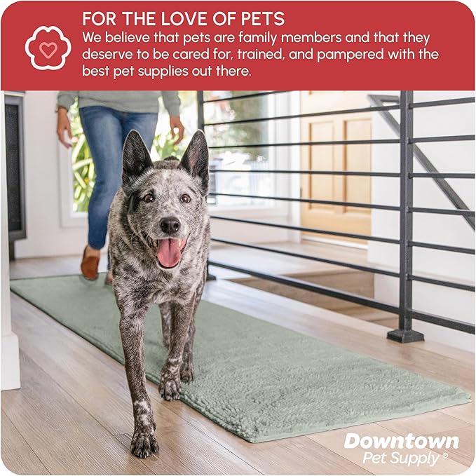 My Doggy Place Microfiber Dog Mat for Muddy Paws, 8' x 2' Light Gray - Non-Slip, Absorbent and Quick-Drying Dog Paw Cleaning Mat, Washer and Dryer Safe - Hallway Runner