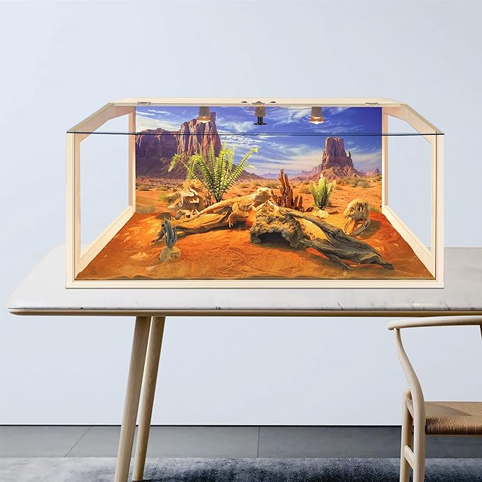 65 Gallon Reptile Terrarium Tank Large 40" x 16" x 16", Bearded Dragon Tank with Roof Door, Snake Tank with Built-in Lamp Fixture and Switch, Side Windows, 40 Inch