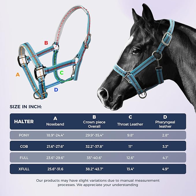 JWODVNTH Adjustable Horse Halter with PP Webbing, Durable Horse Halters with Zinc Alloy Hardware, Horses Training Equipment to Prevent Friction for Training, Competitions & Daily