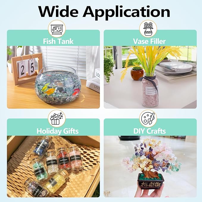 0.88 Lb Rose Quartz Crushed Stones Crystal Chips Bulk, Natural Gemstones Healing Reiki Crystals Mini Quartz Pebbles Irregular Shaped Decorative Vase Fillers Aquarium Gravel Rocks