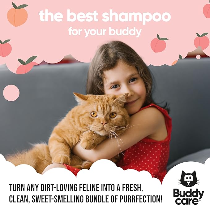 Peach Cat Shampoo - Deep Cleansing Shampoo for Cats - Fruity Scented - with Aloe Vera and B5 (16.90oz)