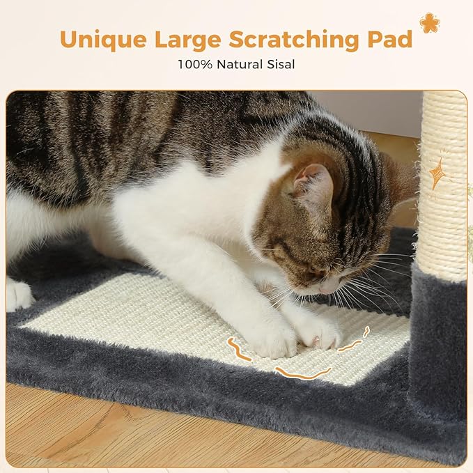 PAWZ Road Large Cat Tree, 72 Inches Cat Tower for Large Cats, Cat Condo with Sisal-Covered Scratching Posts and Pads, 2 Padded Perch, Dual Condo and Basket for Indoor Cats-Dark Gray