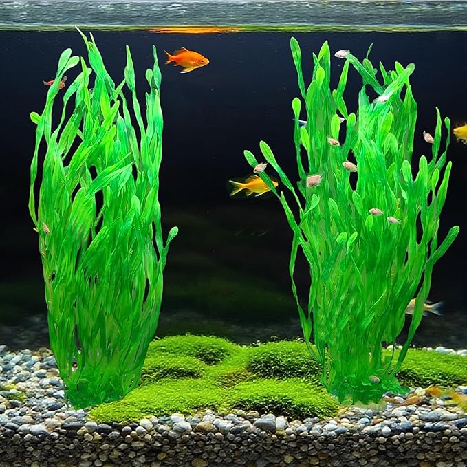 25.98 Inch Tall Aquarium Plants – Large Lifelike Artificial Fish Tank Decorations, 2 Pcs Fish Tank Plants Plastic,Durable & Safe for Freshwater/Saltwater Aquariums (Green (Style B))