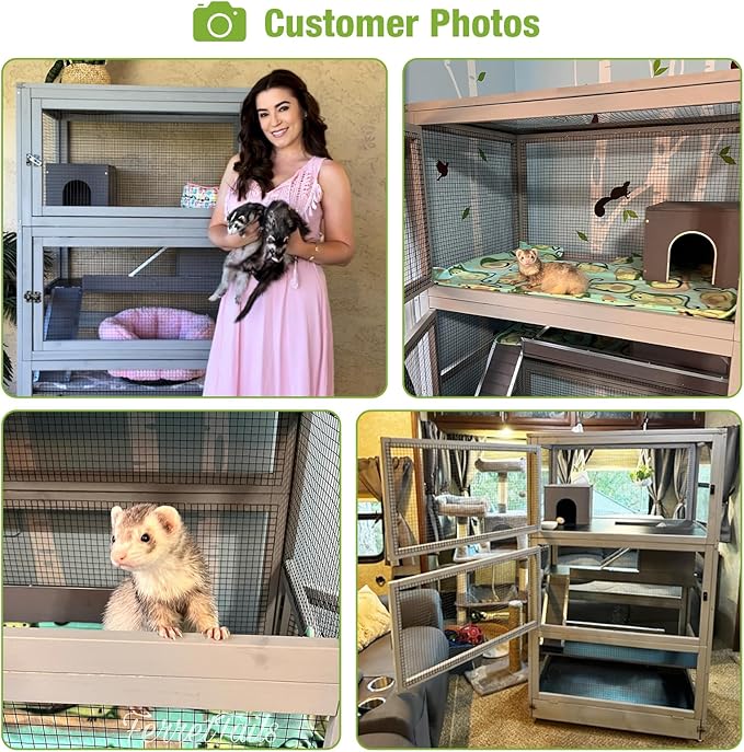 GUTINNEEN Large Chinchilla Cage, 4 Levels Ferret Cage - Large Critter Nation Hutch with Chew-Proof Aluminium Edge & PVC Layer, Brake Wheels Moveable - for Hamster, Rat, Gerbil