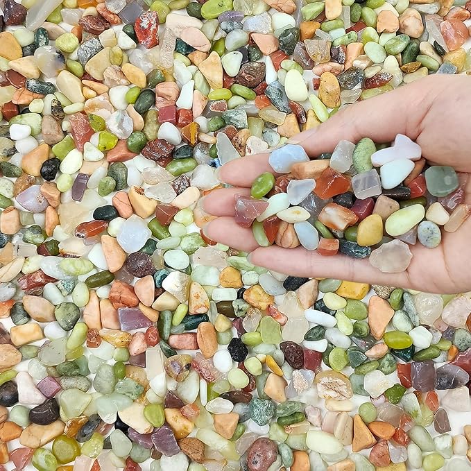 2 Pounds Pebbles for Plants, 3/8 Inch Succulent Rocks, Decorative Polished River Rocks for Plants Indoor, Vases, Cactus Planters, Bird Bath, Craft and Fairy Garden