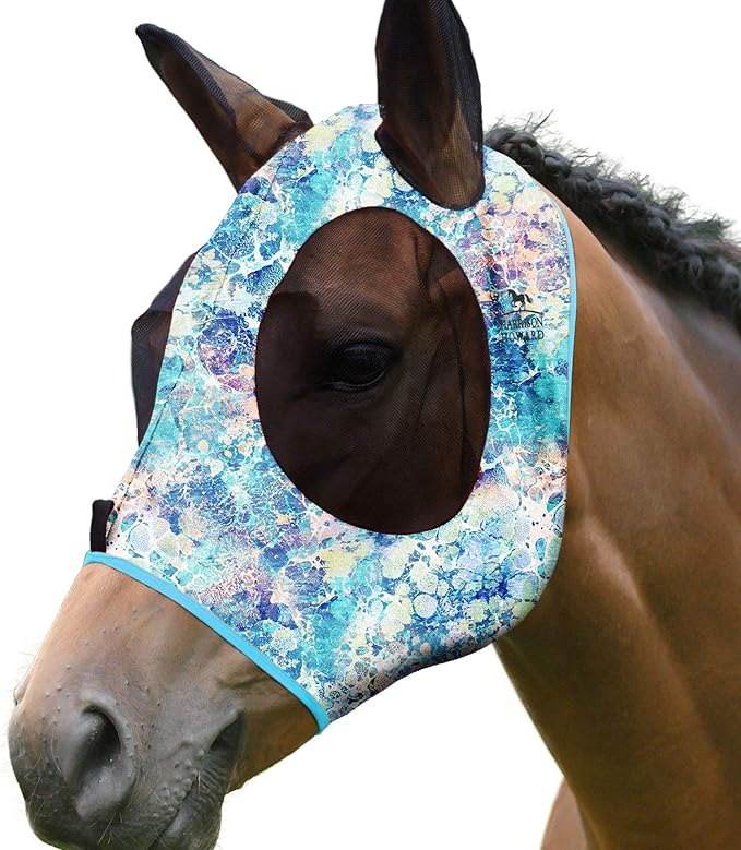 Harrison Howard Super Comfort Stretchy Fitting Horse Fly Mask with UV Protection Soft on Skin with Breathability Pastel Mix Pony