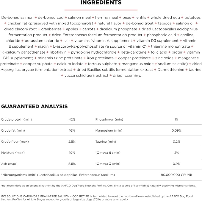 Go! Solutions Carnivore, Grain-Free, Protein Rich Dry Cat Food, Salmon and Cod Recipe, 16 lb Bag