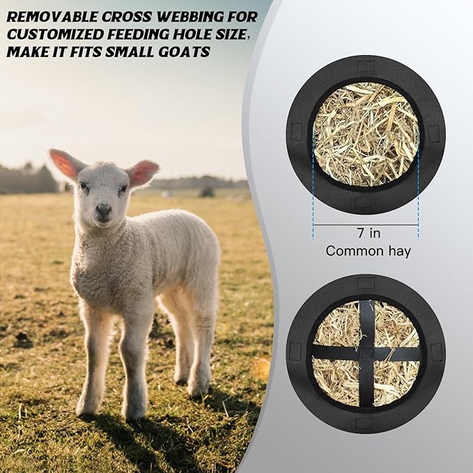 3 PCS Goat Hay Feeder,Hay Bags for Horses,Goats,Donkeys with Reinforced Oxford Fabric and High Strength Metal Clasp,Horse Feeding Supplies with Adjustable Strap for Easy Hanging (3Black)