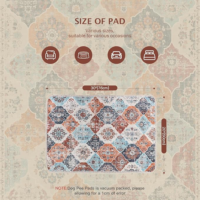 IEUUMLER Washable Pee Pads for Dogs, 2 Pack Reusable Non-Slip Grip, Super Absorbent Waterproof Puppy Pads for Potty Training, Playpen, Crate, Whelping Box EU011 (Orange, 30" x 20")