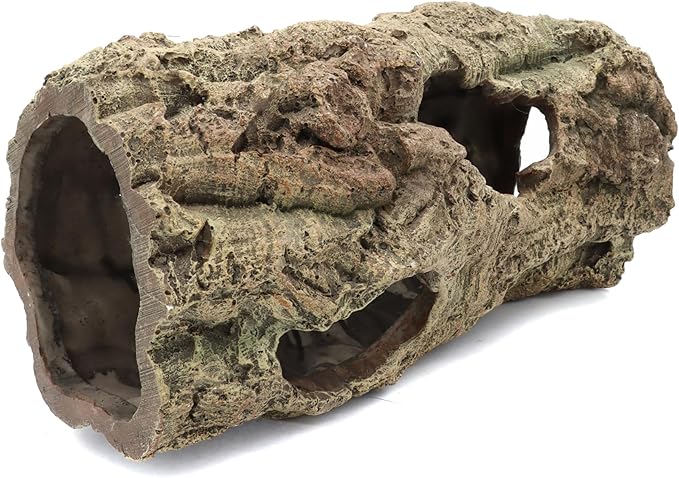 Reptile Terrarium Hideout Decor, Resin Wood Hide Decor for Reptiles, Fish, Amphibians, Small Animals (Large)