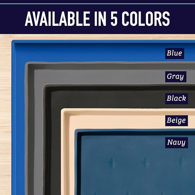 Leash Boss 2 Pack Dog Food Mats for Food and Water Bowls, Thick Waterproof Silicone Pet Feeding Mat for Floors, Extra Tall Raised Edges, Cat and Dog Placemat for Floors, Dishwasher Safe