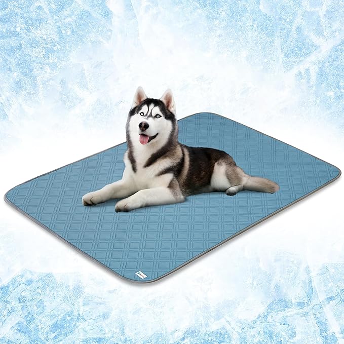 PetAmi Waterproof Cooling Mat for Dog, Premium Pet Cooling Blanket for Bed Crate, Anti Slip Indoor Dog Cool Pad for Sleeping, Q-MAX Large Sofa Couch Cover Mat for Cat, Light Blue, 60x80