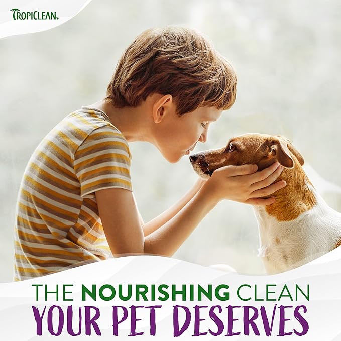 TropiClean Dog Perfume, Long Lasting Plum Cologne, Deodorizing Spray for Smelly Dogs, After Bath Detangling Spray with Vitamin E, Safe for Cats, 8oz.