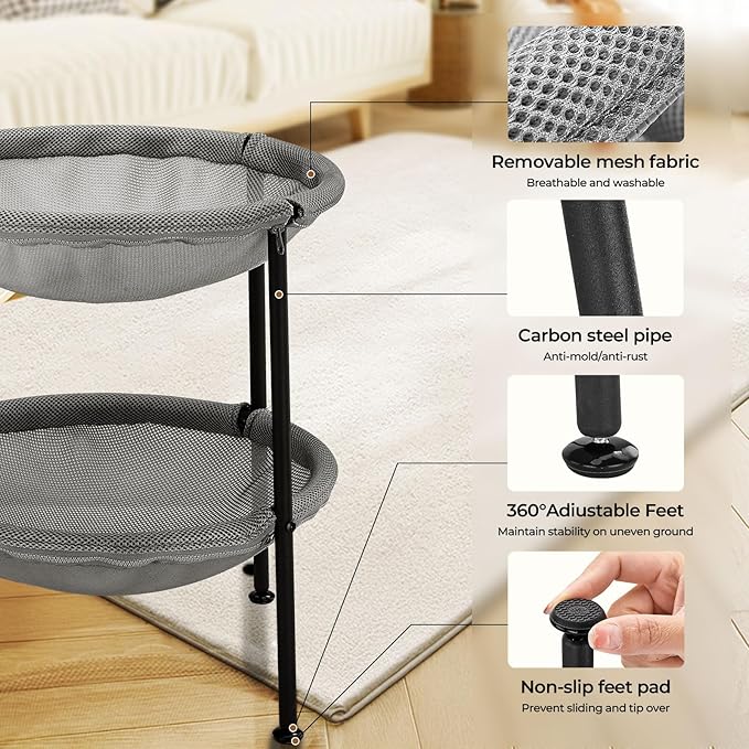 Double Cat Hammock Bed,Elevated and Raised Cat Beds for Indoor and Large Cats