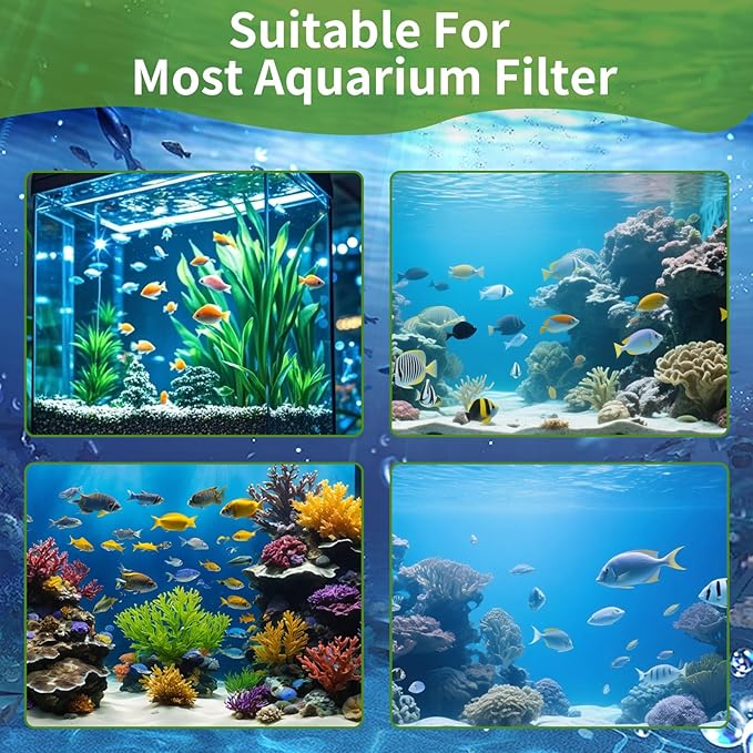 Aquarium Filter Floss for Fish Tank Filters -Micro Fine Multi-Layer Aquarium Filter Pad-Filter Media Roll for Crystal Clear Water Cut to Size 24"x36"x0.13"