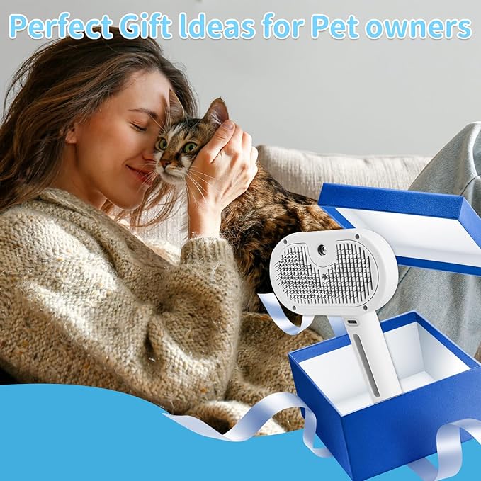 Dog Brush for Shedding, Cat Brushes for Indoor Cats, Cat Brush for Shedding - Pet Grooming Supplies with Steam, Hair Removal Comb Spray for Long-Haired Cats and Dogs (Waterless Shampoo)