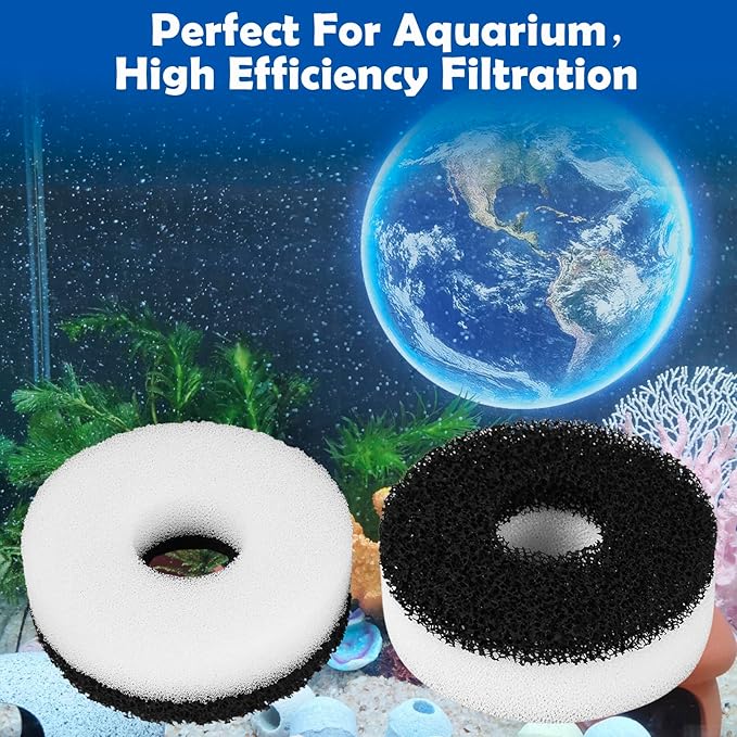 Foam and Carbon Rings Filter Replacement Compatible with Biorb Aquariums(10 carbon foams, 10 regular foams, 2 cleaning brushs and 1 piece cleaner pad)