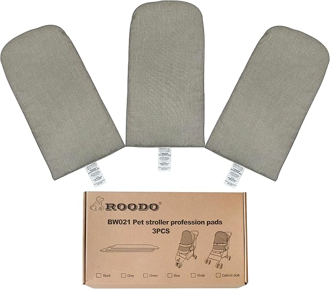 ROODO Pet Stroller Inner Pad for Exclusive Use,Original,Replaceable,Easy to Clean,Set of 3 pc(Khaki)