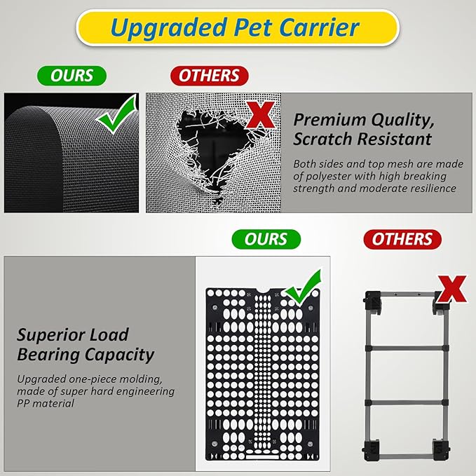 Expandable Pet Carrier with Wheels, Double Cat Dog Carrier 21"x 17"x 16" up to 40 Lbs, Rolling Pet Carrier for Cats and Dogs, Extra Large Pet Travel Carrier, Ideal for Outdoor/Travel