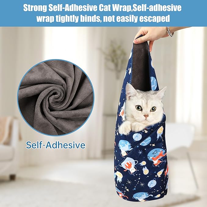 Cat Grooming Wrap,Anti-Escape Cat Wrap for Grooming,Self-Adherent Soft Cat Blanket to Wrap,Anti-Bite,Clip Nails,Anti-Scratch,Cat Calming Wrap,Cat Burrito Wrap,Swaddle Wrap Pet Tool