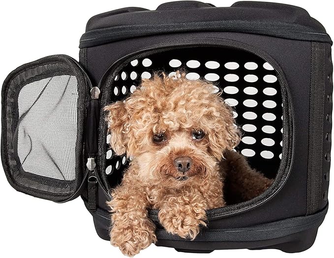 Collapsible Cat Carrier Hard, Travel Pet Carriers Bag for Small Dogs for Car Travel with Ventilation Guinea Pig 2 Small Cats Carrier Cage Dog Crate (Black)