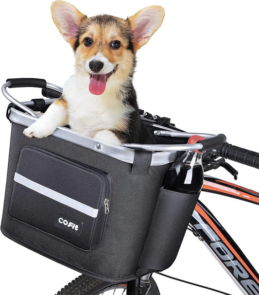 COFIT Detachable Bike Basket, Multi-Purpose Bicycle Handlebar Basket for Pet, Shopping, Commuter, Camping and Outdoor