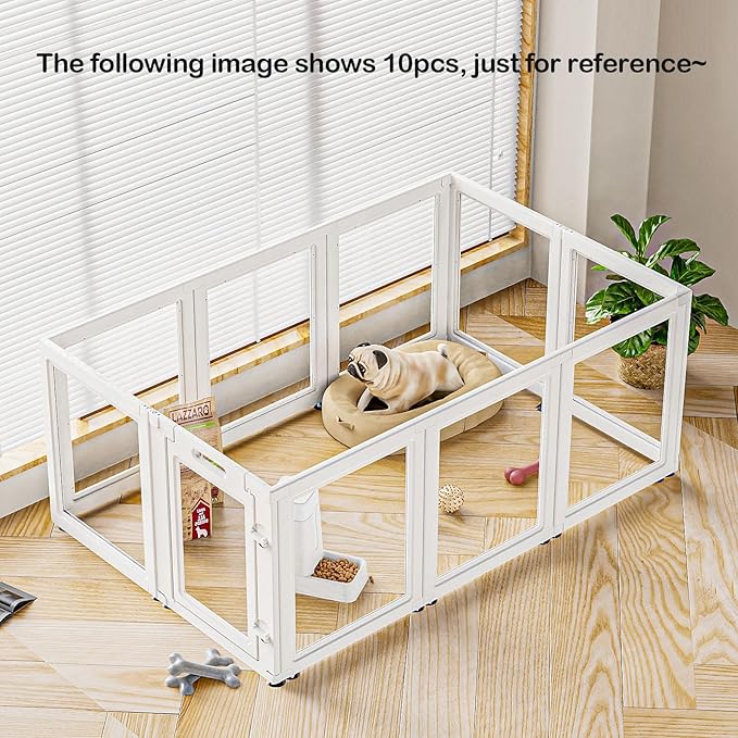 Clear Acrylic Dog Playpen Transparent Dog Playpen Indoor, Easy Assemble Clear Pet Pen for Puppy Bunny Cat Pig, Sturdy & Easy Cleaning Plastic Dog Puppy Fence (23.6" H, 8PCS)