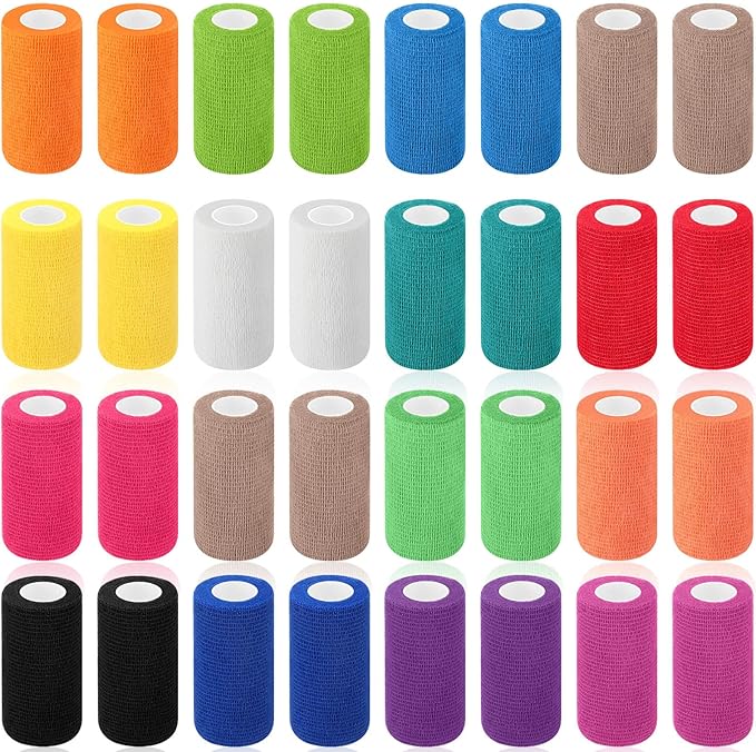 Treela 36 Pcs Self Adherent Bandage 4" X 5 Yard Wrap Breathable Cohesive Bandage Elastic Adhesive Tape for Stretch Athletic Sports Wrist Ankle(Refreshing Color)