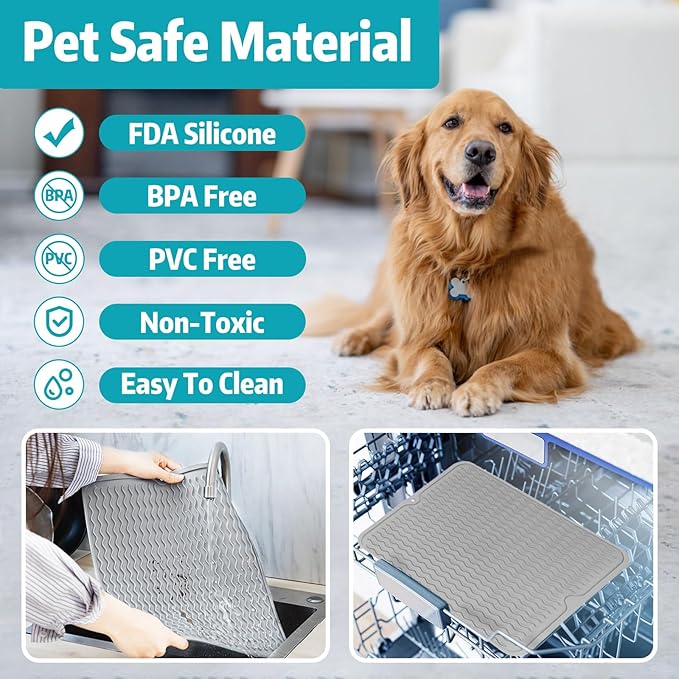 1.5 Gal Dog Water Bowl No Spill, 5.6L Stainless Steel Bowls and Non-Slip Dog Bowl Mats for Food and Water, Silicone Pet Feeding Mats for Floors Waterproof