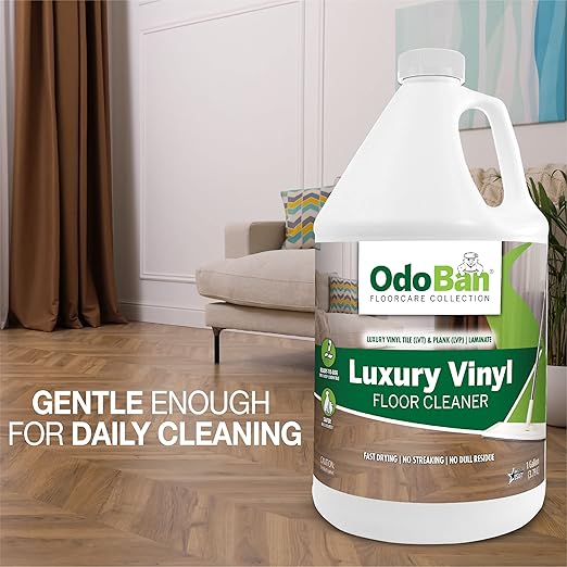 OdoBan Ready-to-Use Luxury Vinyl Floor Cleaner, Streak Free and Neutral PH Formula, Made in the USA, Scentless, 4 Gallons